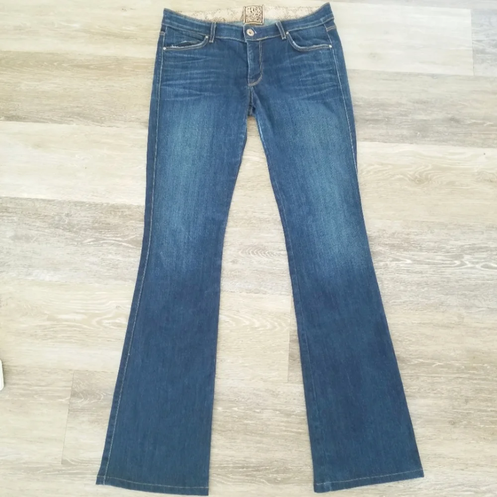 Rich & Skinny Storm Dark Blue Boot Cut Flare Denim Jeans Long Stretch USA made - Picture 6 of 14